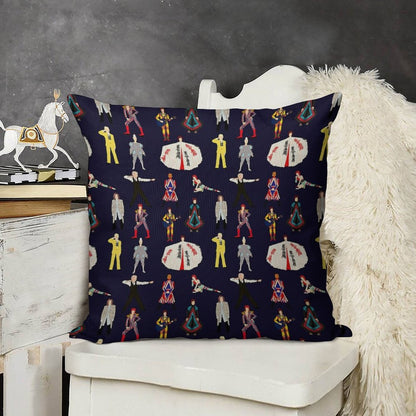 The Bowie Experience Line-up Linen Throw Pillow Cover