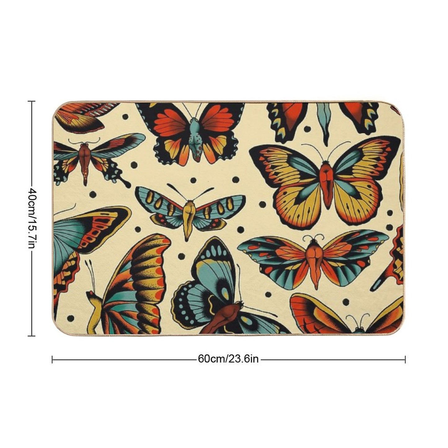 Butterflies Traditional Tattoo Flash Bath Mat