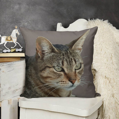 Stunning Tabby Cat Close Up Portrait Vector Isolated Linen Throw Pillow Cover