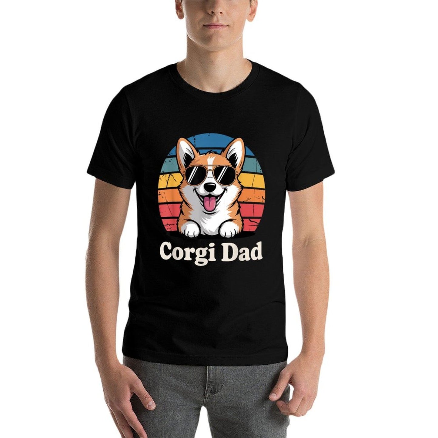 Funny Corgi Art For Men Dad Grandpa Pembroke Corgi Lover  Relaxed-fit T-Shirt
