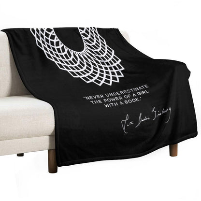 RBG Never Underestimate The Power of A Girl With A Book Throw Blanket