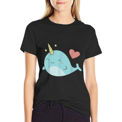 Cute Kawaii Love Narwhals  Heathered Texture T-Shirt