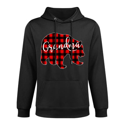 Red Plaid Grandma Bear Matching Family Christmas Eve Buffalo Customizable Surface Hoodie
