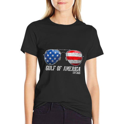 Gulf of US America Est 2025 US Flag Sunglasses T-Shirt