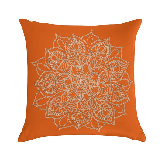 Orange Mandala Soft Multiple Sizes Throw Pillow