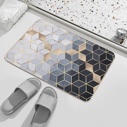 Soft Blue Gradient Cubes Bath Mat