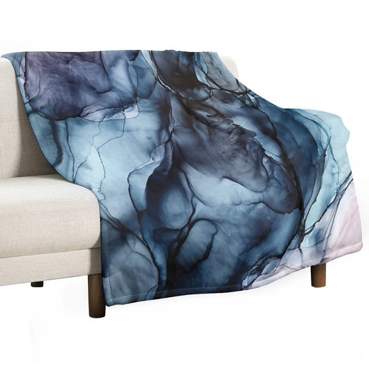 Blush And Darkness Abstract Alcohol Ink Painting Throw Blanket