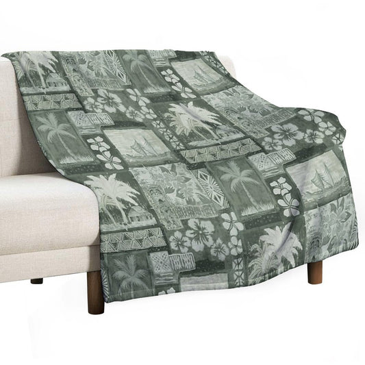 Kona Coast Retro Aloha Shirt Print Throw Blanket