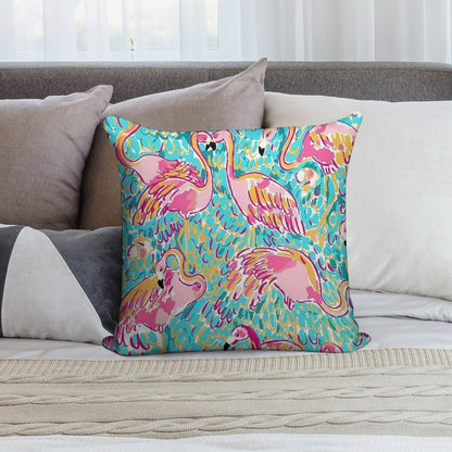Sweet Flamingo Soft Washable Throw Pillow