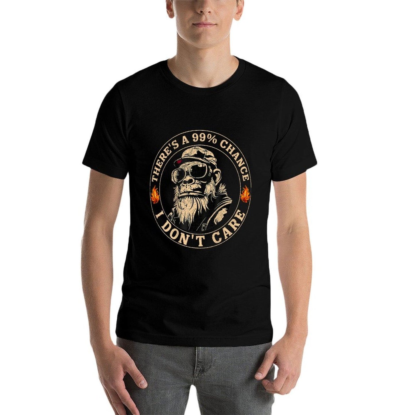 Funny Monkey Theres A 99 Chance I Dont Care (On Back)  High-quality Stitching T-Shirt