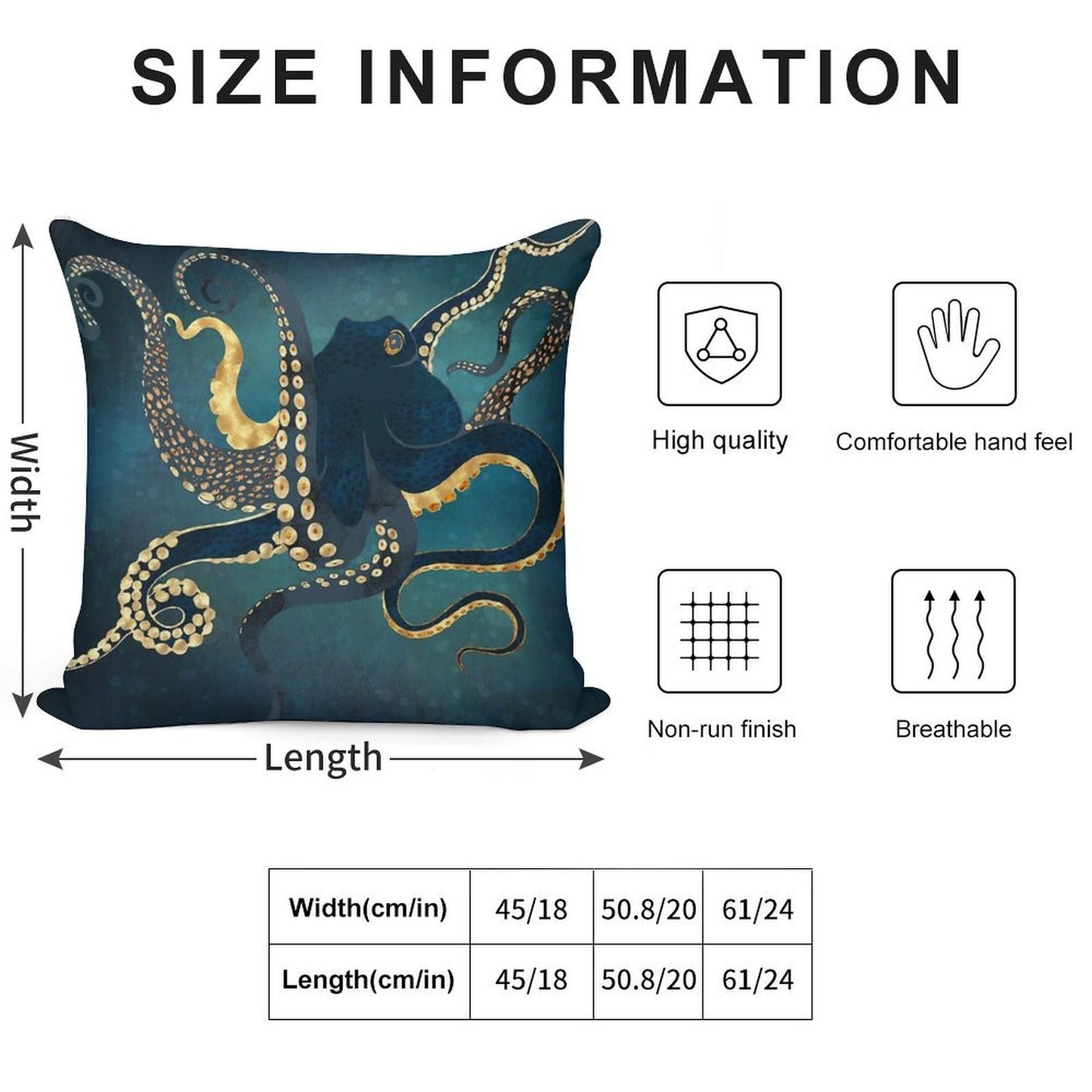 Metallic Octopus IV Soft Multiple Sizes Throw Pillow