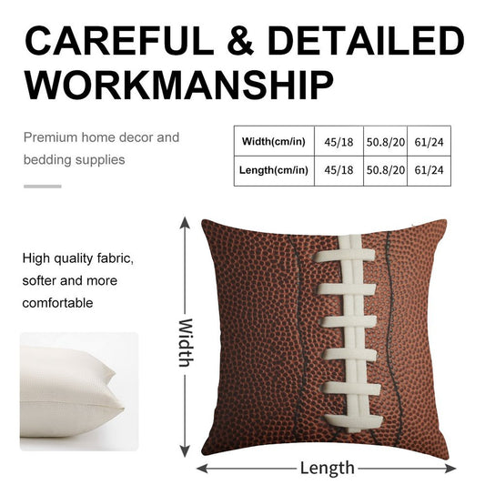 Football Linen Throw Pillow Cover