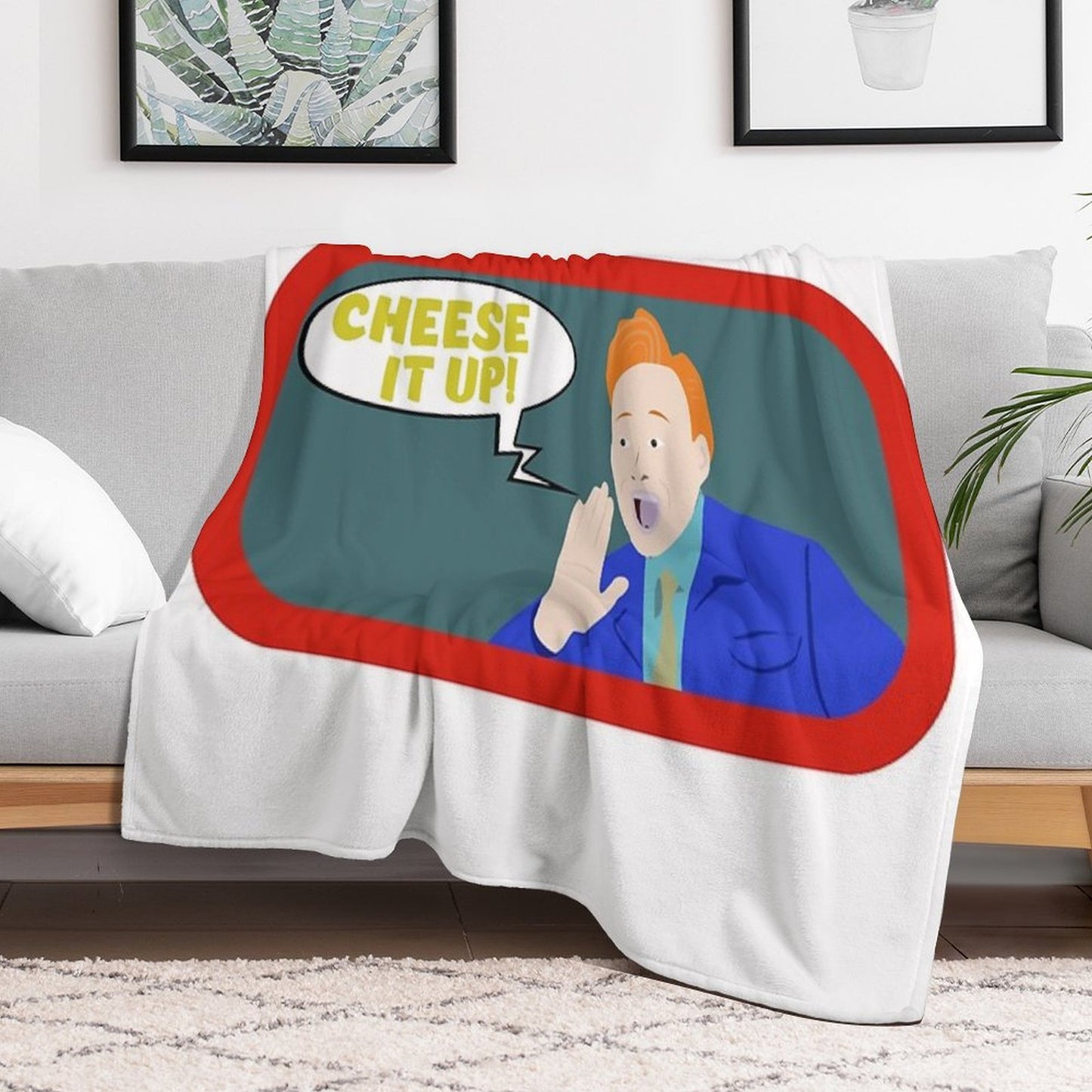 Cheese It Up! #cheeseitup Conan Shouting at Jordan T Shirt Throw Blanket