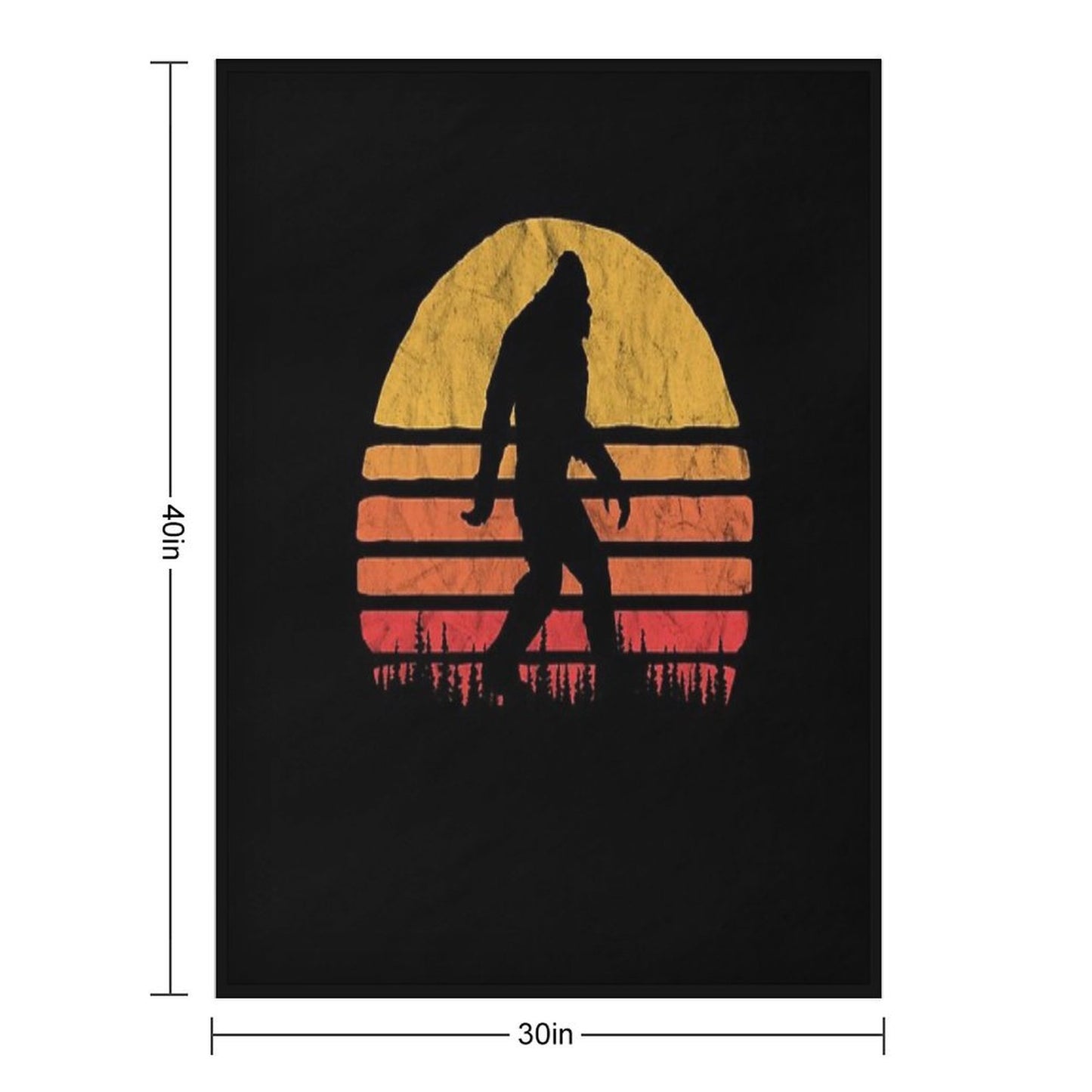 Retro Bigfoot Silhouette Sun Vintage  - Believe! Throw Blanket