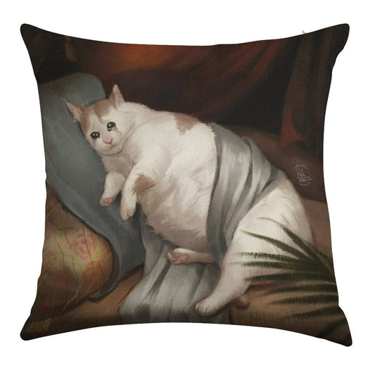 Crying in Renaissance Linen Throw Pillow Cover