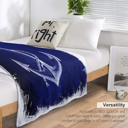 Preppy Rustic Beach Sailor Fashion Navy Blue Anchor Nautical Throw Blanket