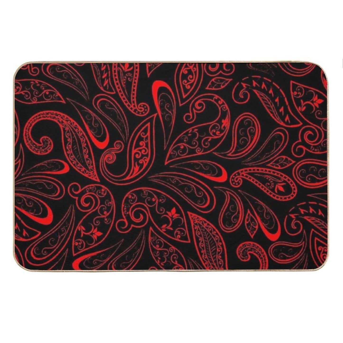 Color Red And Black RED BLACK PATTERN Bath Mat