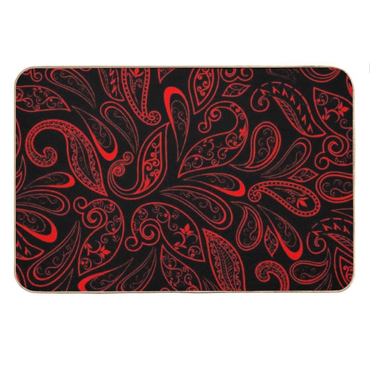 Color Red And Black RED BLACK PATTERN Bath Mat