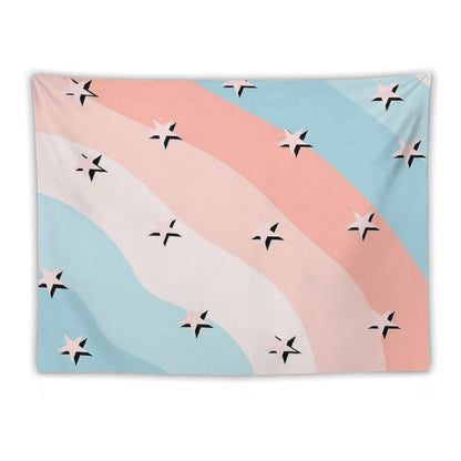 Cotton Candy Stars Striped Pattern Tapestry