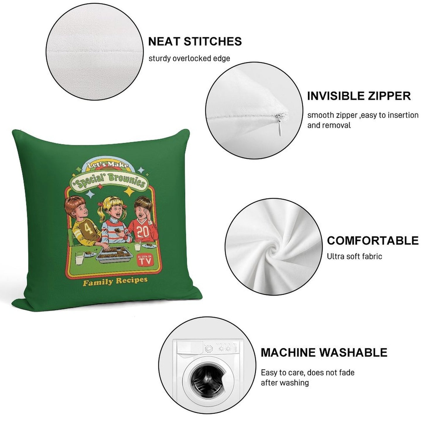 Let's Make Brownies Soft Shrink-Resistant Throw Pillow