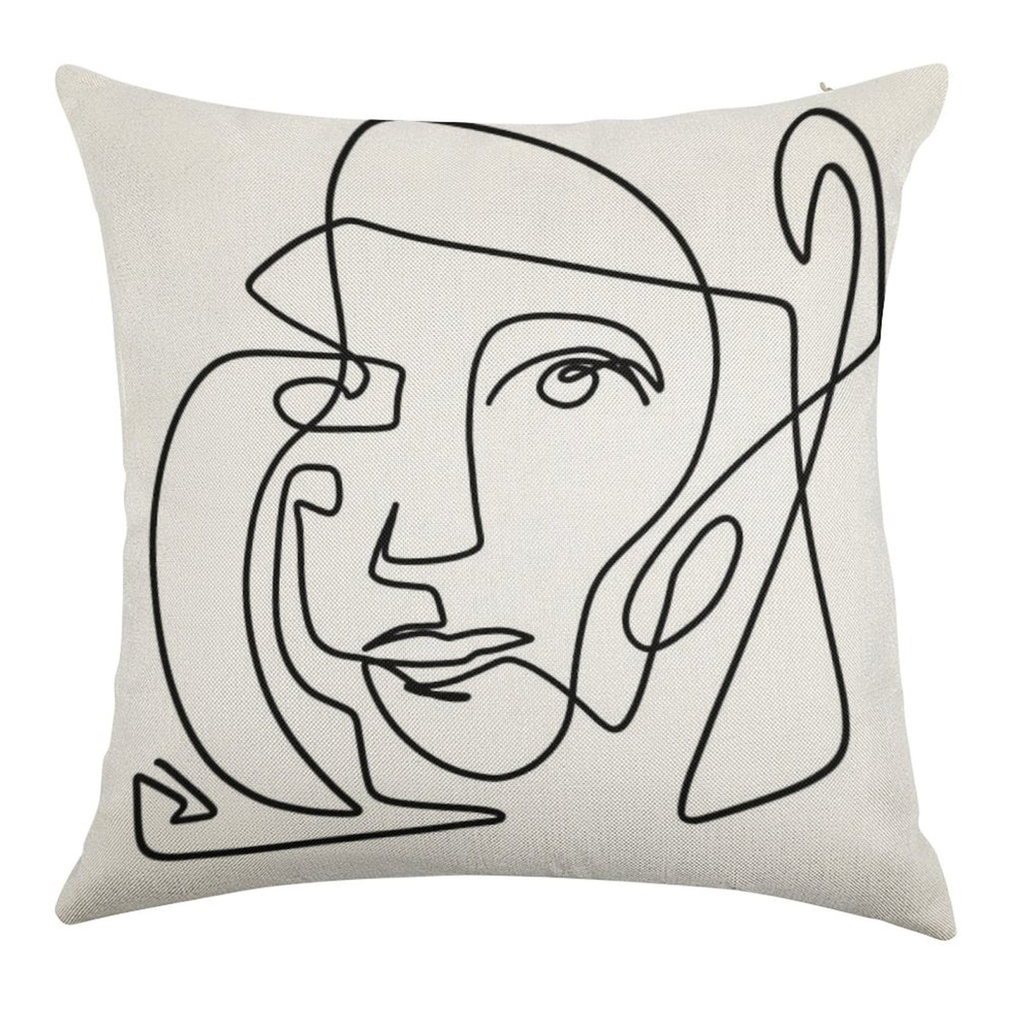 Abstract Face 1 Linen Throw Pillow Cover