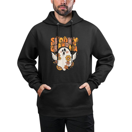 Spooky Grandma Groovy Ghost With Vintage Flowers Halloween Adjustable Hood Hoodie
