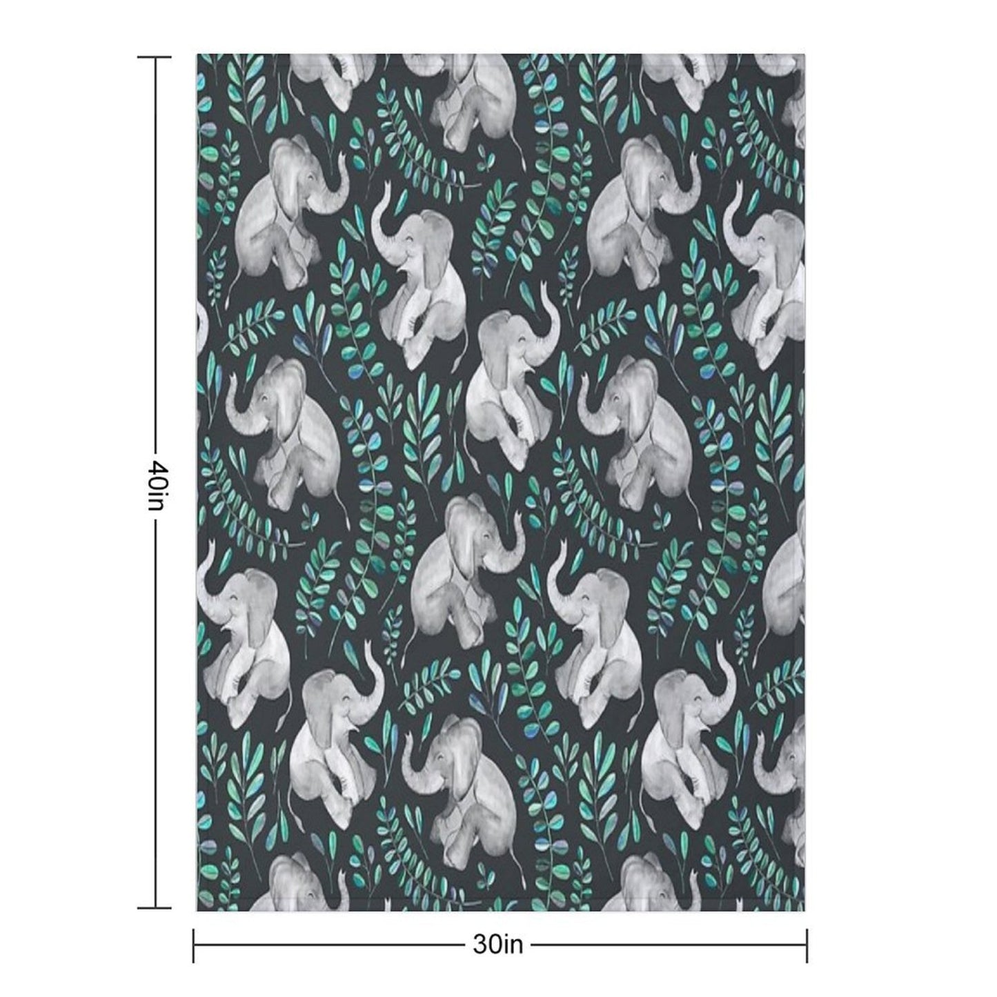 Laughing Baby Elephants – Emerald And Turquoise Throw Blanket
