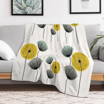 Mid Century Dandelions Throw Blanket