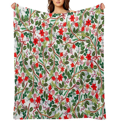 Christmas Floral Pattern Throw Blanket