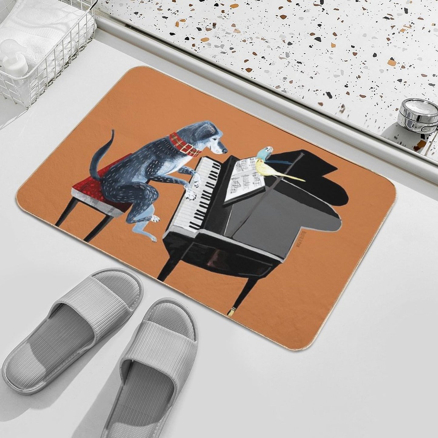 Piano Lesson with Angel Bath Mat