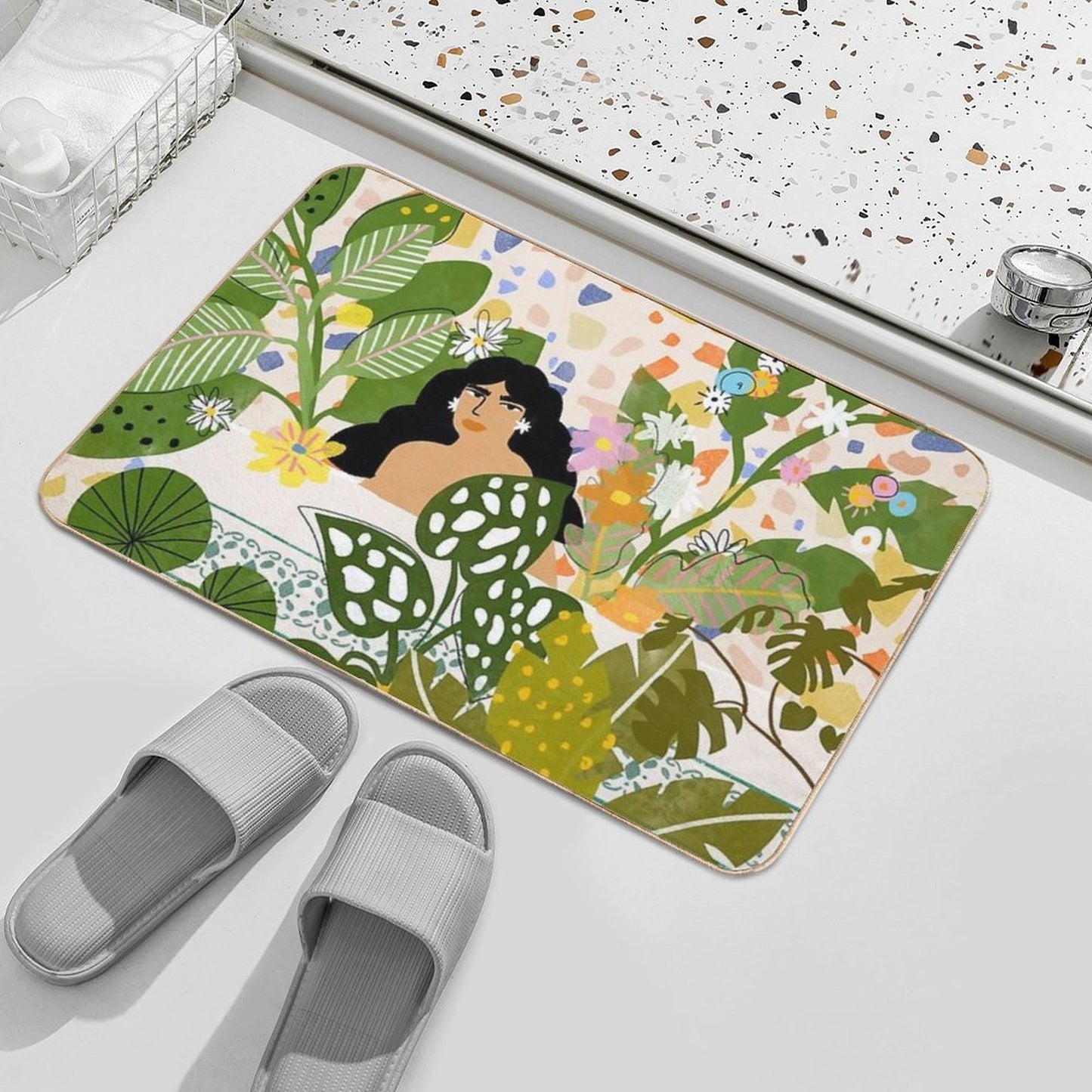 Bathing with Plants  Fade-Resistant Bath Mat