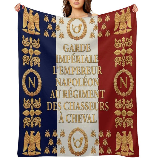 Napoleonic French Flag of The Chasseurs A Cheval De La Garde Throw Blanket
