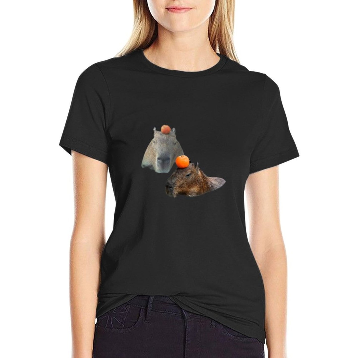 Think Twice I Don't Even Think Once Capybara Word Art  Stretchy T-Shirt