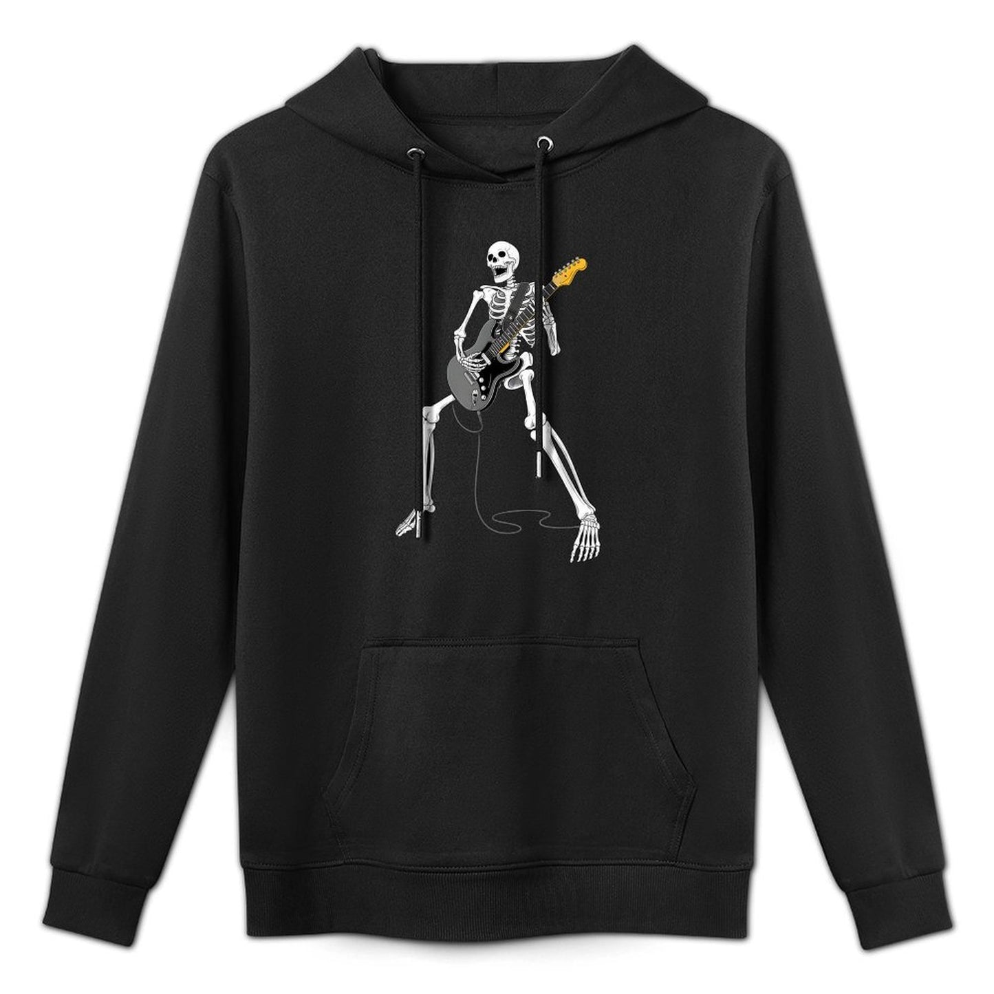Skeleton Guitar Guy Music Spooky Halloween Rock Band Concert Versatile Streetwear Hoodie