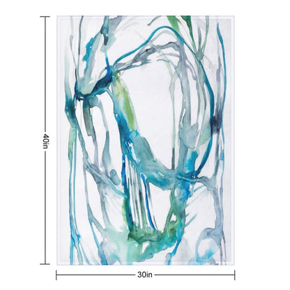 Blue Abstract Watercolor Painting Throw Blanket