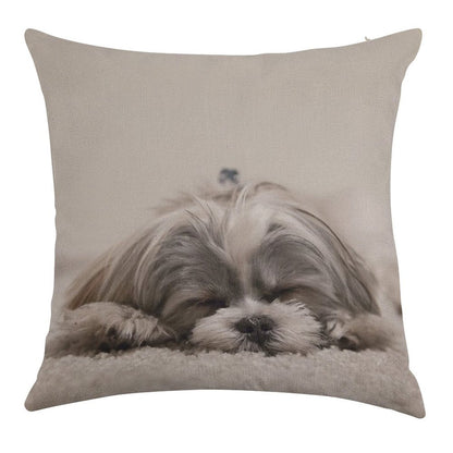 Shih Tzu Sleeping Linen Throw Pillow Cover