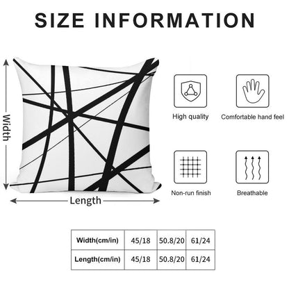Black And White Geometric Lines Soft Shrink-Resistant Throw Pillow