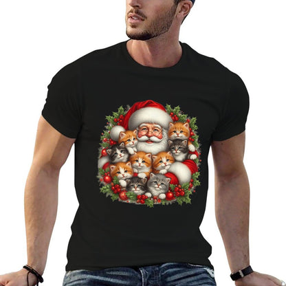 Santa Claus And Kittens Merry Christmas for Women Kids  Affordable Price T-Shirt