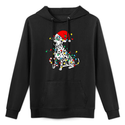 Dalmatian Dog Christmas Lights Santa Xmas Pet Dog Lover Relaxed Fit Hoodie