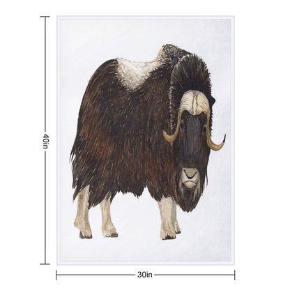 MUSK OX-Ovibos Moschatus Throw Blanket