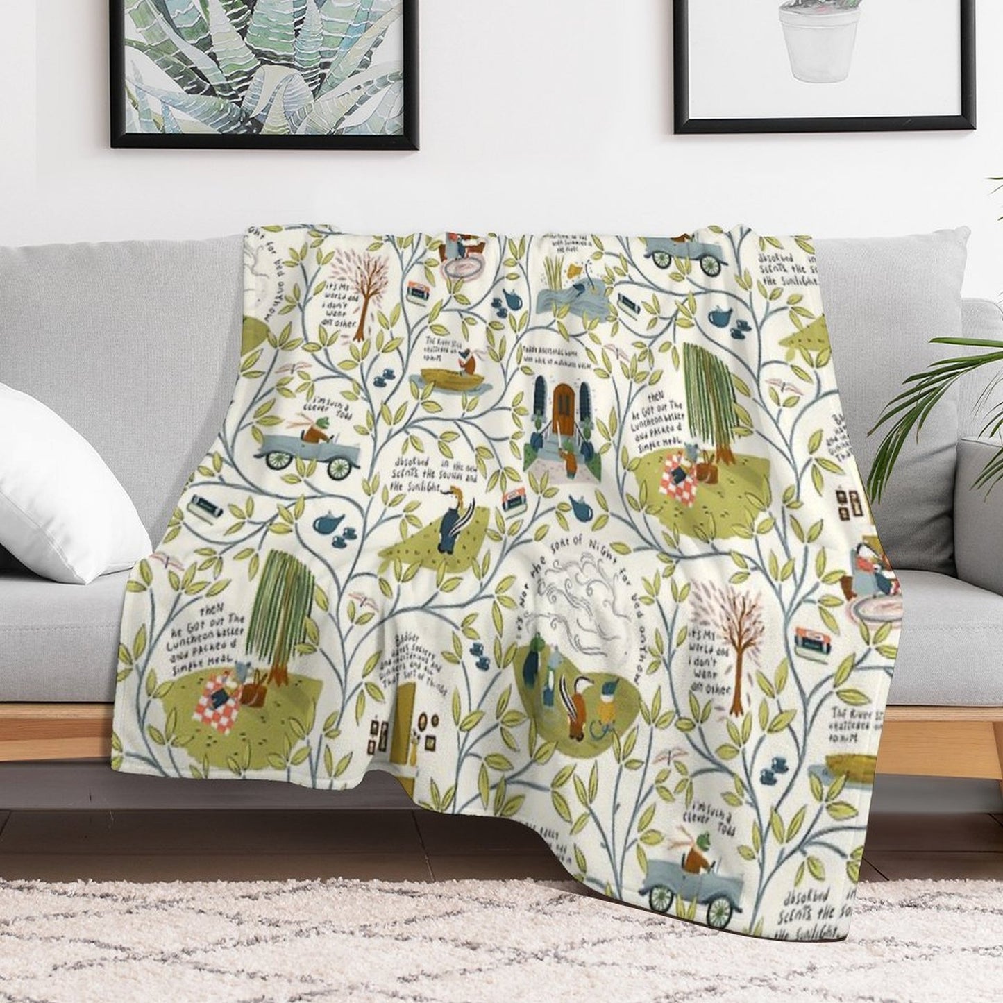 Wind in The Willows (light) Throw Blanket