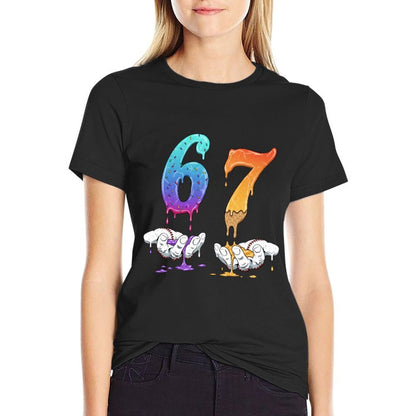 67 Meme Funny Baseball Kids Girls Humor Number 6 7  Odor-resistant T-Shirt