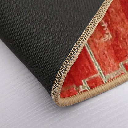 Vintage Red Moroccan Rug Print Bath Mat