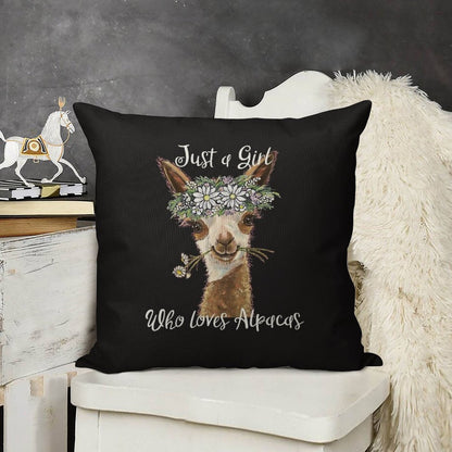 Just A Girl Who Loves Alpacas Shirt, Just A Girl Who Loves Alpaca Gifts Linen Throw Pillow Cover