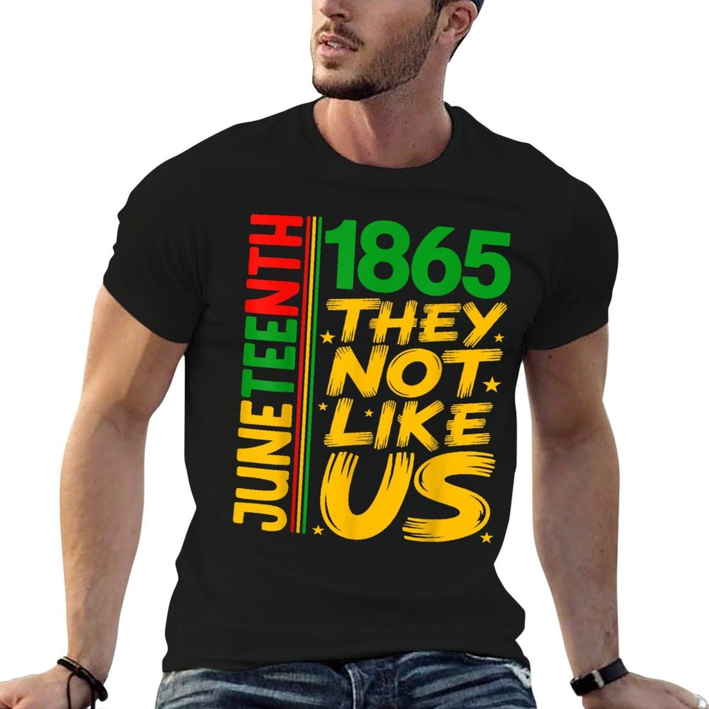 They Dont Like Us Juneteenth 1865 Pride Black History Tee  Ribbed Collar T-Shirt