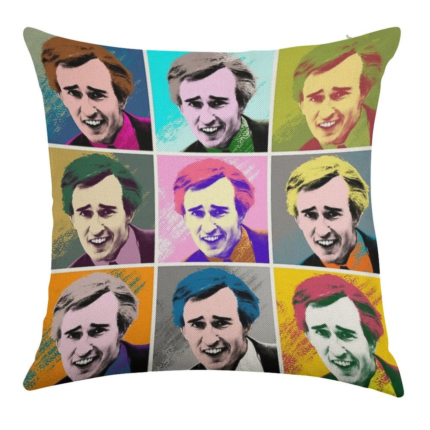 Alan Partridge Warhol Inspired Pop Art 3x3 Linen Throw Pillow Cover