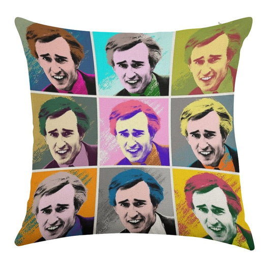 Alan Partridge Warhol Inspired Pop Art 3x3 Linen Throw Pillow Cover