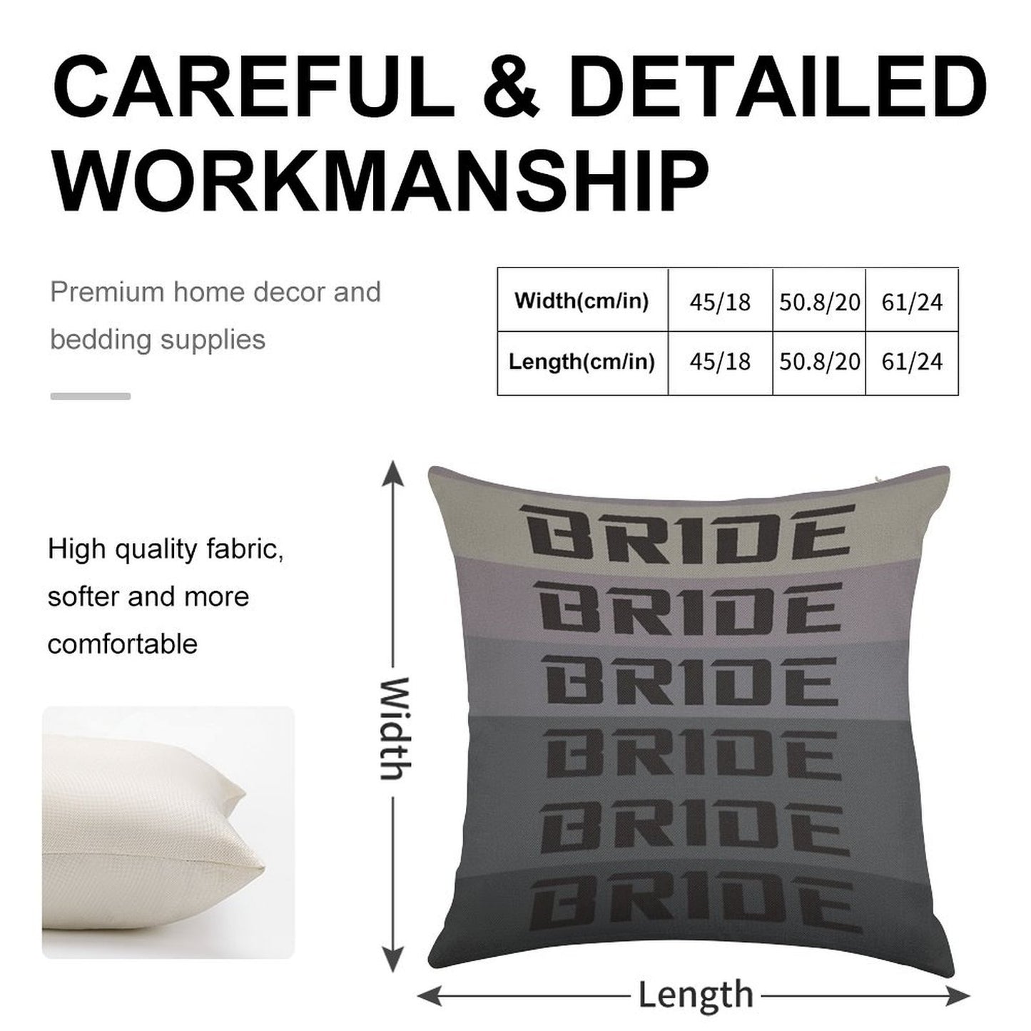 BRIDE JDM MATERIAL Linen Throw Pillow Cover