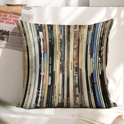 Classic Rock 2  Vinyl Records Linen Throw Pillow Cover