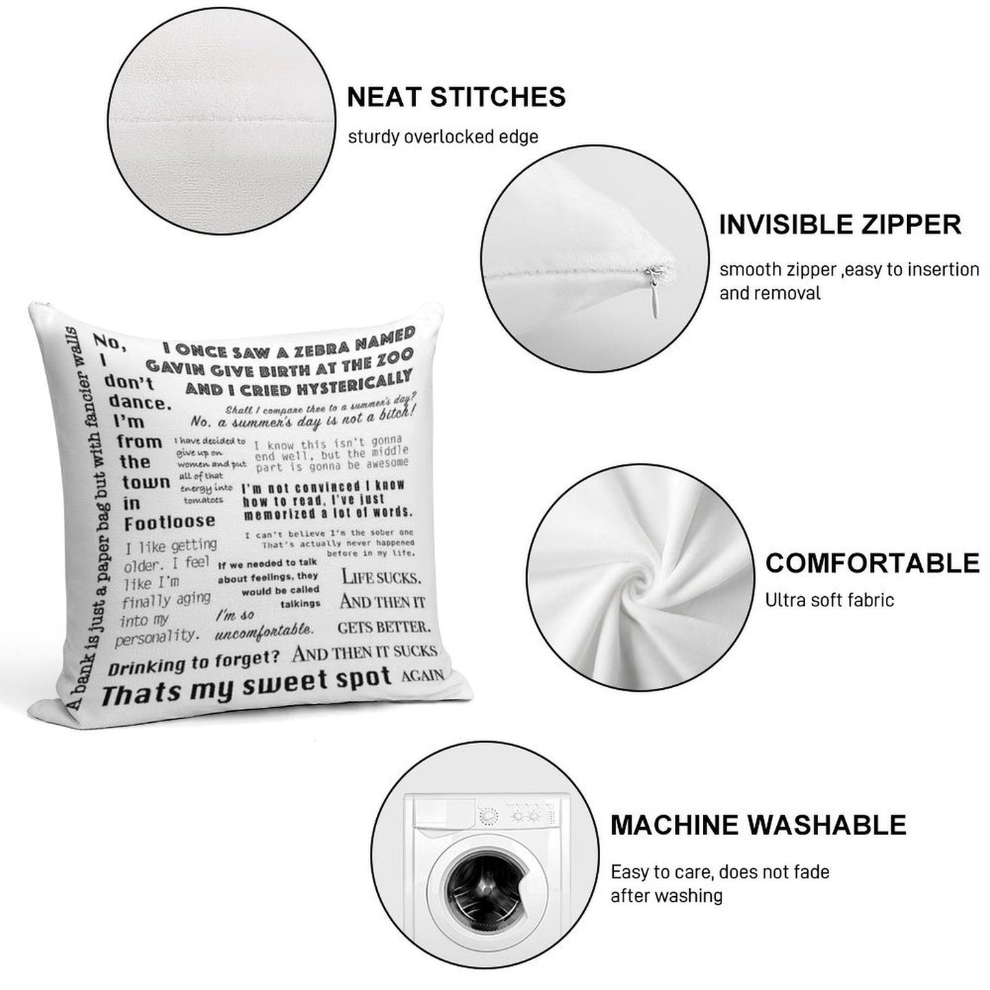 New Girl Nick Miller Quotes Soft Washable Throw Pillow